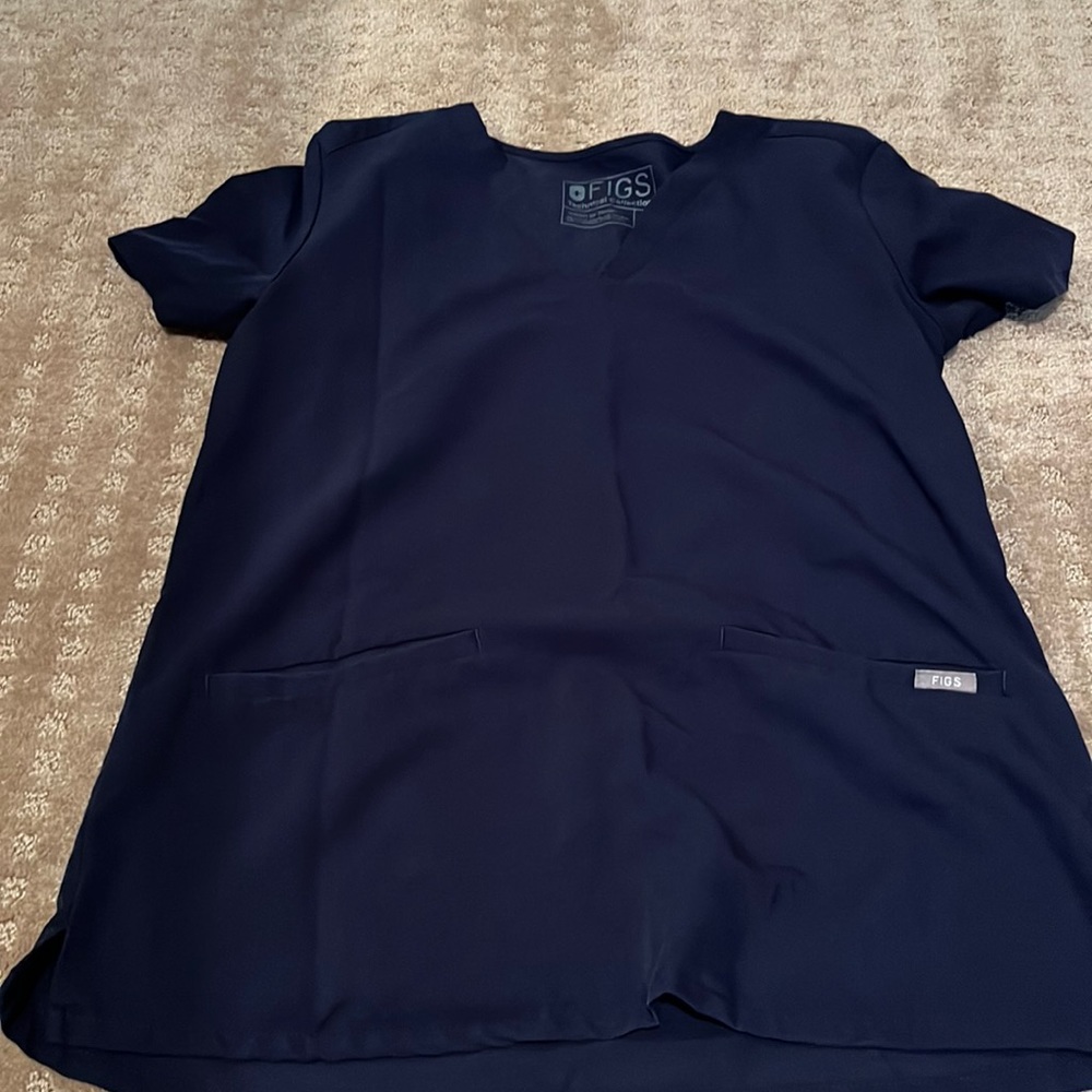 Figs Navy Blue Scrub Top